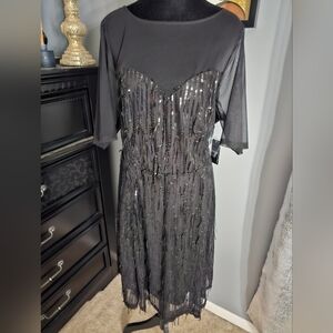New Year's Torrid Black Sequin Long Sleeve Dress